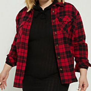 Rue21+ Red Plaid Boyfriend Flannel Shirt